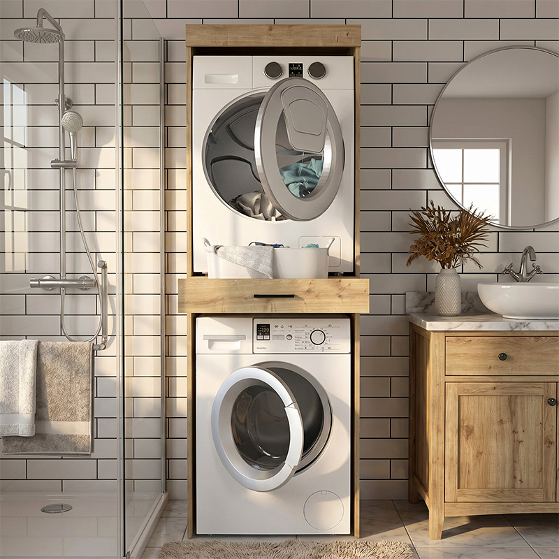 Έπιπλο πλυντηρίου - στεγνωτηρίου Fika Megapap χρώμα sapphire oak 67x61,8x198,5εκ. - Image 6