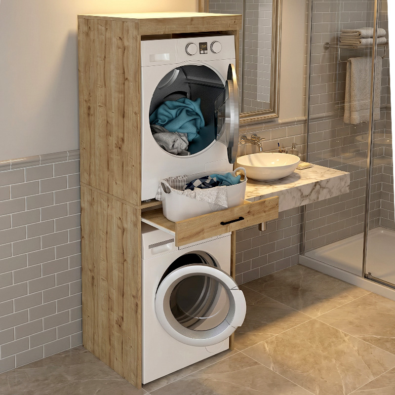 Έπιπλο πλυντηρίου - στεγνωτηρίου Fika Megapap χρώμα sapphire oak 67x61,8x198,5εκ. - Image 8