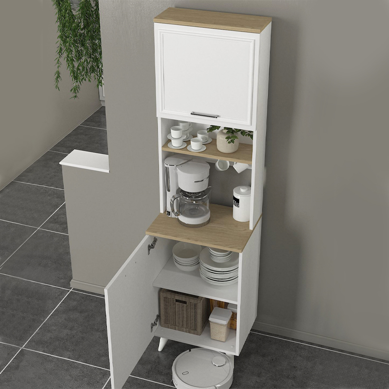 Έπιπλο κουζίνας Potter 1 Megapap χρώμα λευκό - rota oak 53,4x39,6x196,1εκ. - Image 4