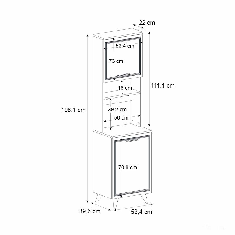 Έπιπλο κουζίνας Potter 1 Megapap χρώμα λευκό - rota oak 53,4x39,6x196,1εκ. - Image 6