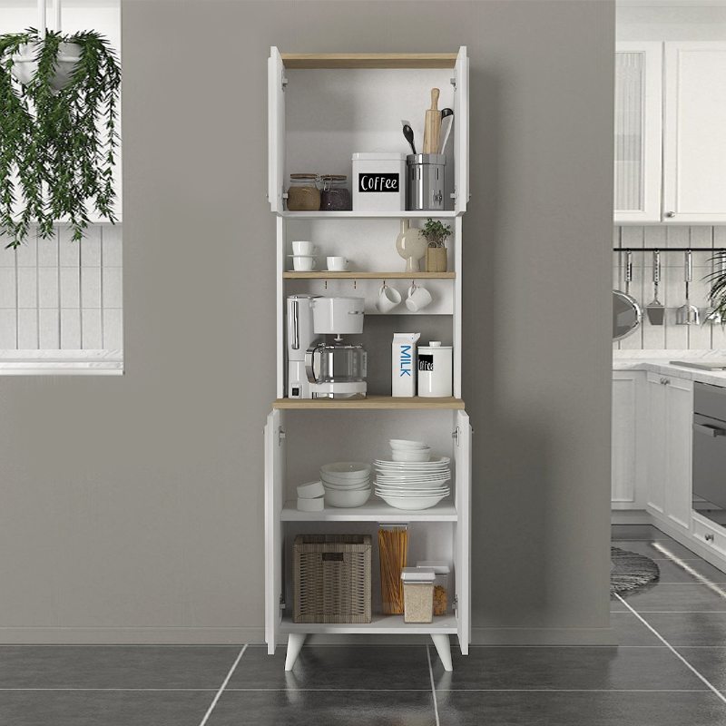 Έπιπλο κουζίνας Potter 2 Megapap χρώμα λευκό - rota oak 60x40x196,1εκ. - Image 2