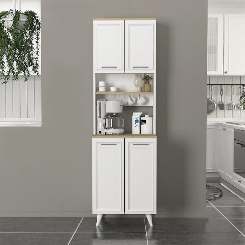 Έπιπλο κουζίνας Potter 2 Megapap χρώμα λευκό - rota oak 60x40x196,1εκ. - Image 3