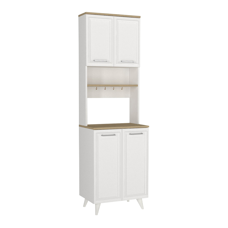 Έπιπλο κουζίνας Potter 2 Megapap χρώμα λευκό - rota oak 60x40x196,1εκ. - Image 5