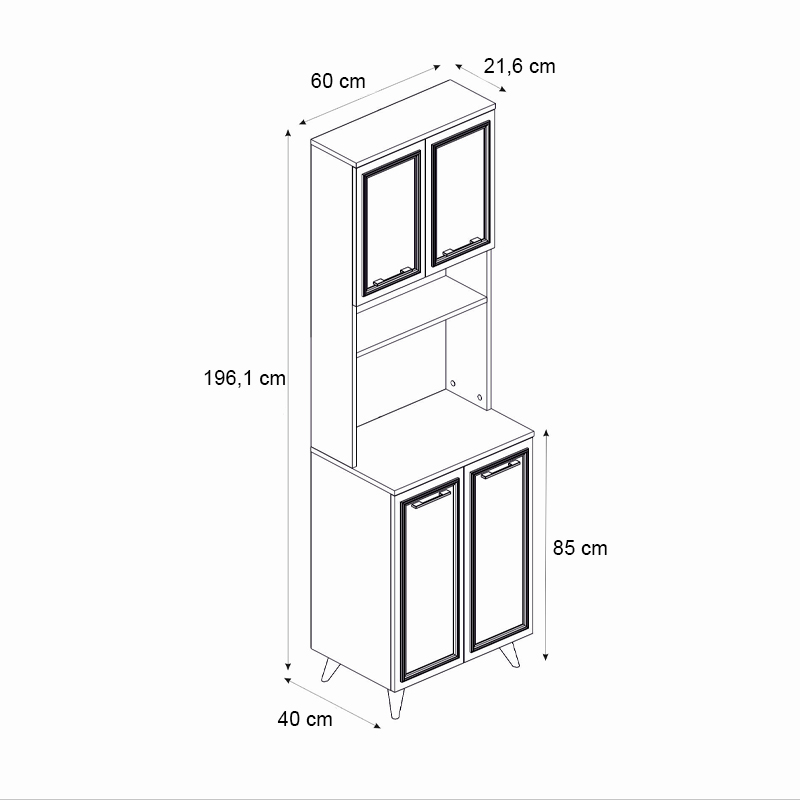 Έπιπλο κουζίνας Potter 2 Megapap χρώμα λευκό - rota oak 60x40x196,1εκ. - Image 6