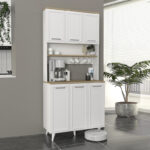 Έπιπλο κουζίνας Potter 3 Megapap χρώμα λευκό – rota oak 90x40x196,1εκ.