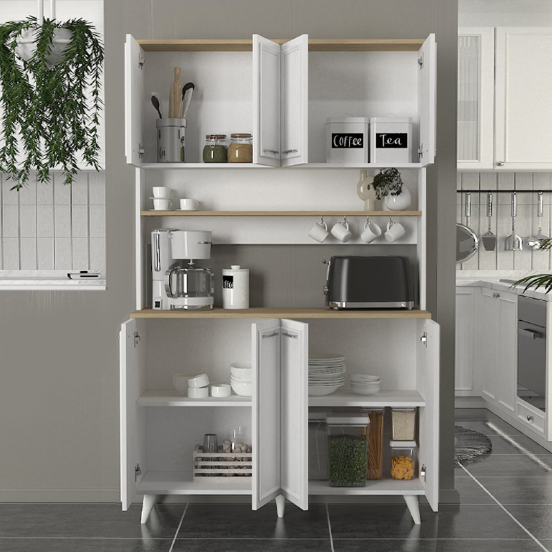 Έπιπλο κουζίνας Potter 4 Megapap χρώμα λευκό - rota oak 120x40x196,1εκ. - Image 2