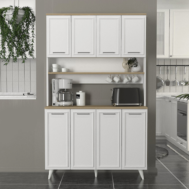 Έπιπλο κουζίνας Potter 4 Megapap χρώμα λευκό - rota oak 120x40x196,1εκ. - Image 3