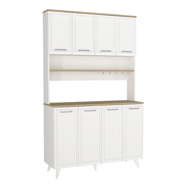 Έπιπλο κουζίνας Potter 4 Megapap χρώμα λευκό - rota oak 120x40x196,1εκ. - Image 5