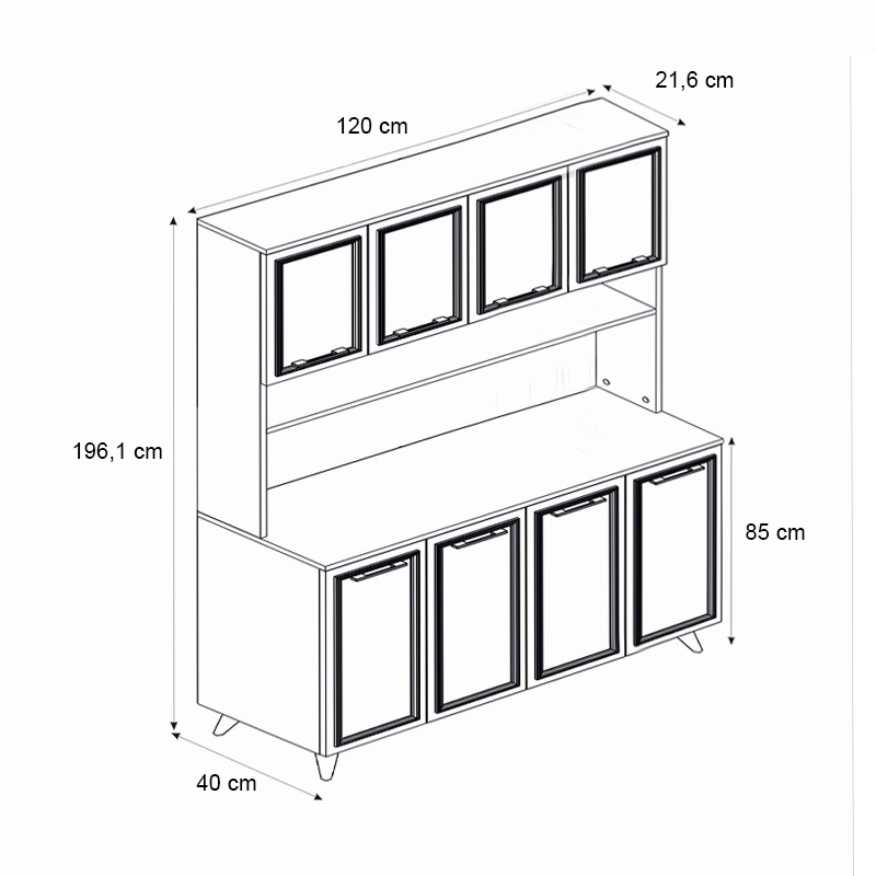 Έπιπλο κουζίνας Potter 4 Megapap χρώμα λευκό - rota oak 120x40x196,1εκ. - Image 6