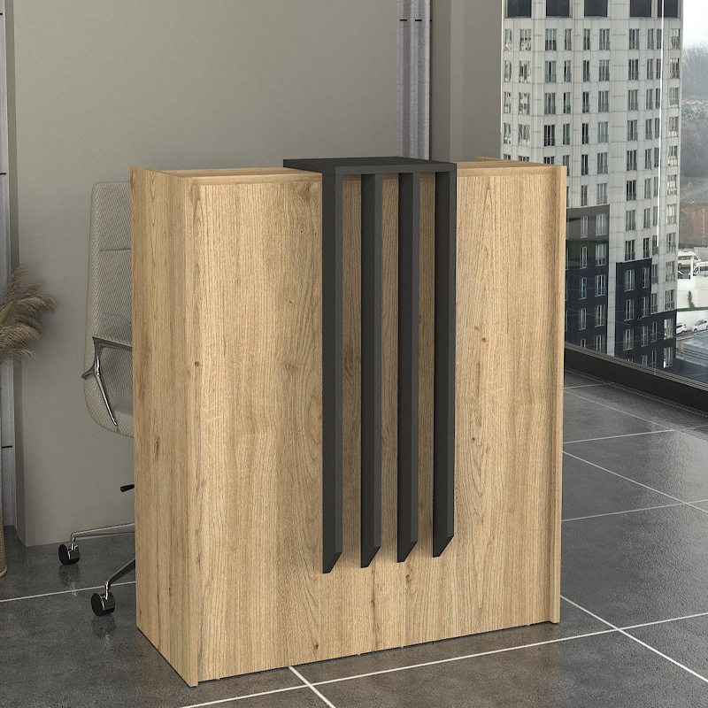 Γραφείο υποδοχής – reception Hola Megapap χρώμα sepet oak – ανθρακί 93,6×45,2×110,3εκ.