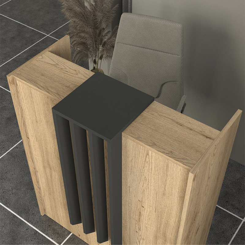 Γραφείο υποδοχής - reception Hola Megapap χρώμα sepet oak - ανθρακί 93,6x45,2x110,3εκ. - Image 3