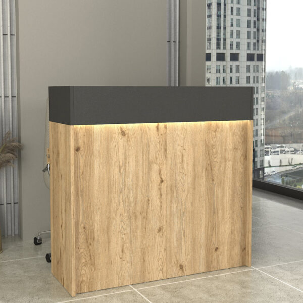 Γραφείο υποδοχής – reception Wilko Megapap με LED χρώμα sepet oak – ανθρακί 113,6x42x110εκ.