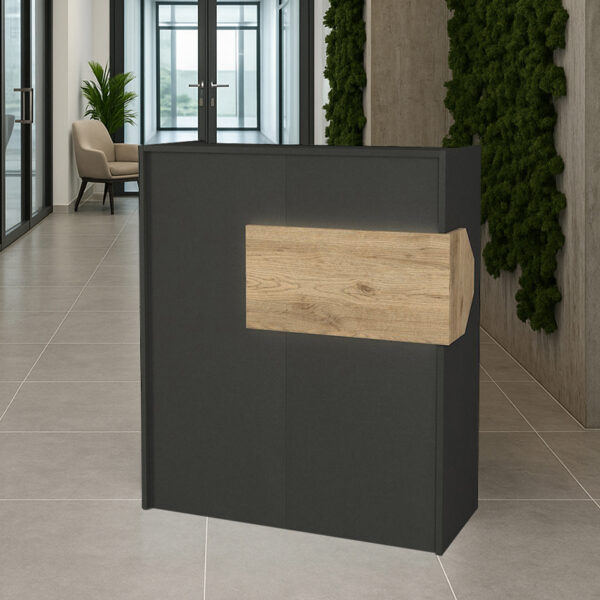 Γραφείο υποδοχής – reception Aloha Megapap με LED χρώμα ανθρακί – sepet oak 95,5x40x110,3εκ.