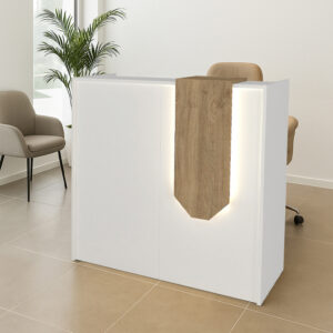 Γραφείο υποδοχής - reception Navita Megapap με LED χρώμα λευκό - sepet oak 113,6x42x111,8εκ.
