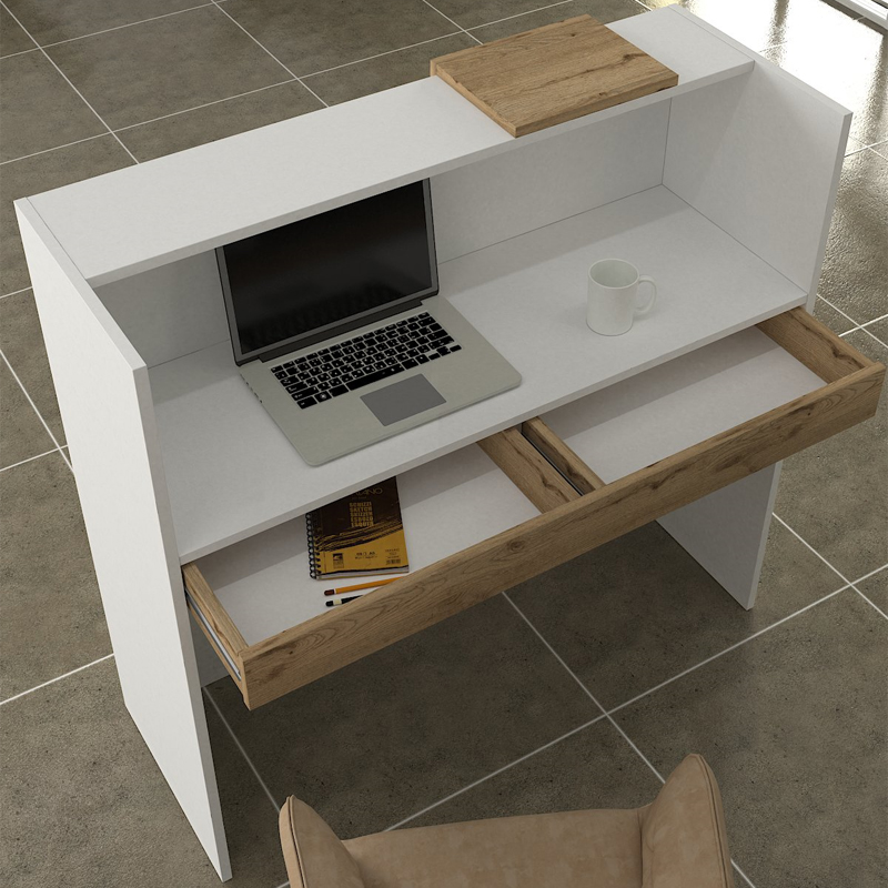 Γραφείο υποδοχής - reception Navita Megapap με LED χρώμα λευκό - sepet oak 113,6x42x111,8εκ. - Image 2