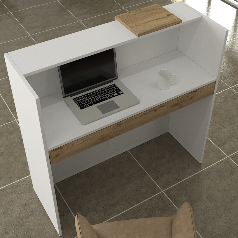 Γραφείο υποδοχής - reception Navita Megapap με LED χρώμα λευκό - sepet oak 113,6x42x111,8εκ. - Image 3