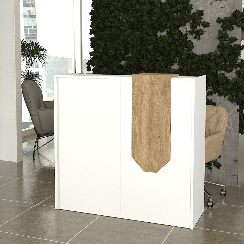 Γραφείο υποδοχής - reception Navita Megapap με LED χρώμα λευκό - sepet oak 113,6x42x111,8εκ. - Image 4