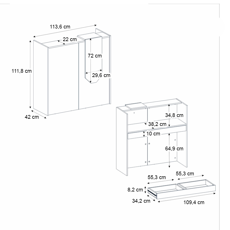 Γραφείο υποδοχής - reception Navita Megapap με LED χρώμα λευκό - sepet oak 113,6x42x111,8εκ. - Image 9