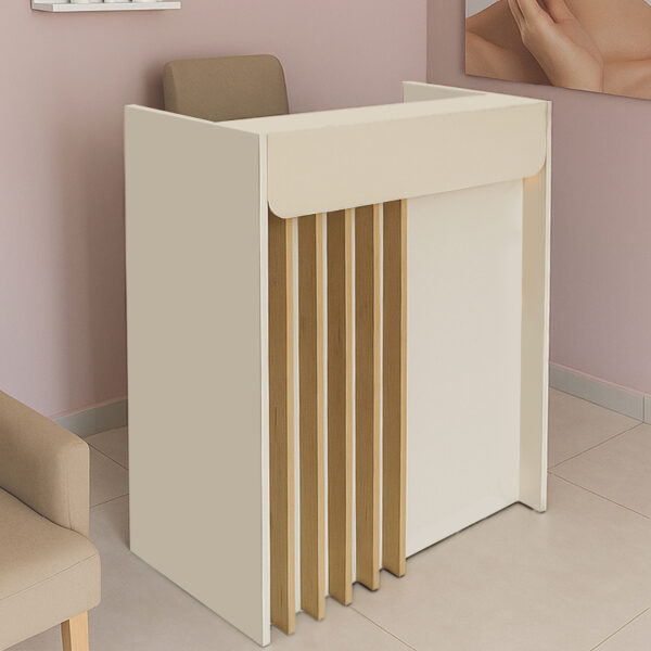 Γραφείο υποδοχής – reception Karibu Megapap με LED χρώμα sandstone – sepet oak 90x40x100εκ.