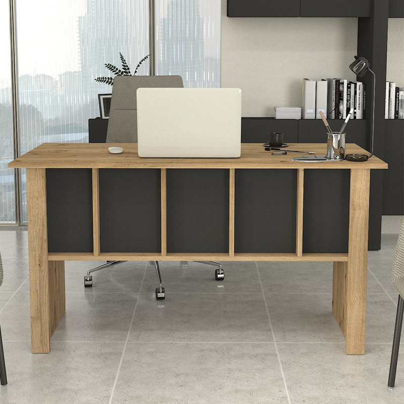 Γραφείο εργασίας Nika Megapap χρώμα sepet oak - ανθρακί 140x60x75εκ. - Image 2