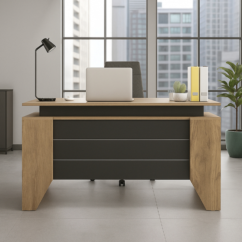 Γραφείο εργασίας Remida Megapap χρώμα sepet oak - ανθρακί 140x60x76,9εκ. - Image 2