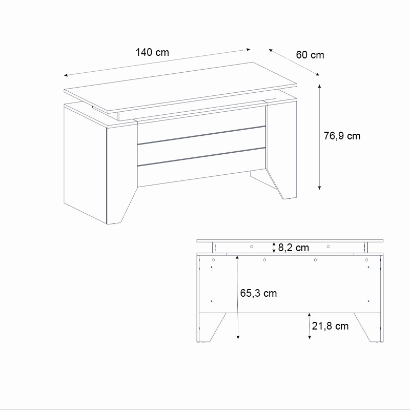 Γραφείο εργασίας Remida Megapap χρώμα sepet oak - ανθρακί 140x60x76,9εκ. - Image 5