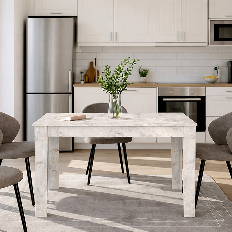 Τραπέζι Darlen Megapap χρώμα λευκό εφέ μαρμάρου 125x72x74εκ. - Image 3