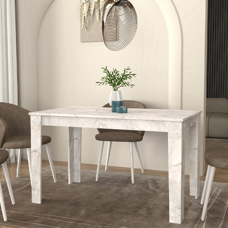 Τραπέζι Darlen Megapap χρώμα λευκό εφέ μαρμάρου 125x72x74εκ. - Image 4