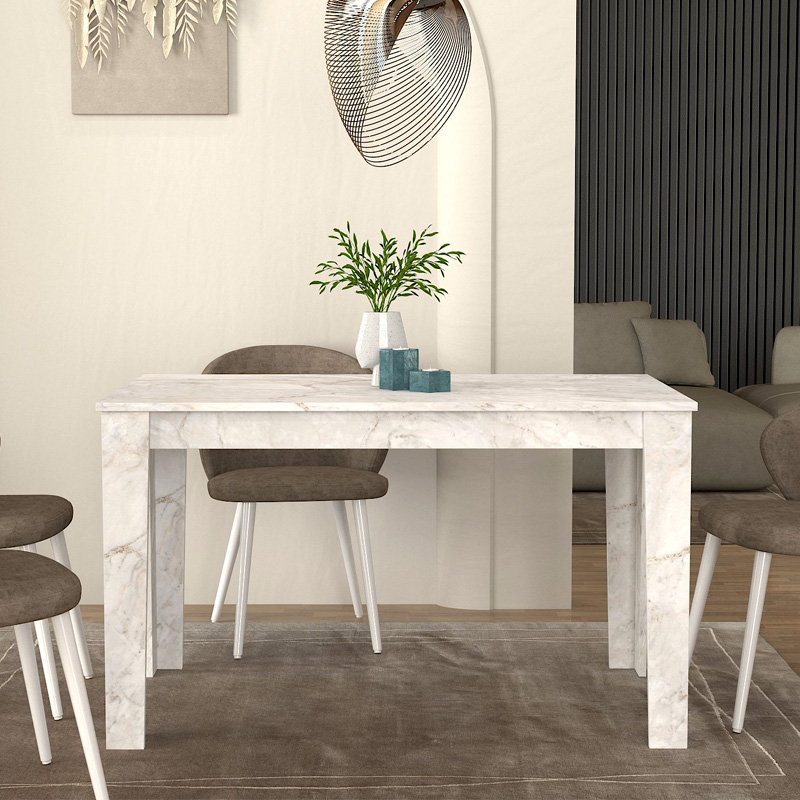 Τραπέζι Darlen Megapap χρώμα λευκό εφέ μαρμάρου 125x72x74εκ. - Image 5