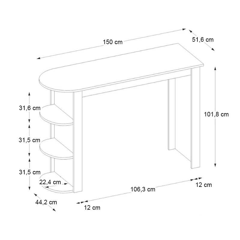 Τραπέζι μπαρ Vigne Megapap χρώμα sepet oak 150x51,6x101,8εκ. - Image 7