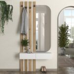Έπιπλο εισόδου Reyas Megapap χρώμα λευκό – sepet oak 90x27x205,6εκ.
