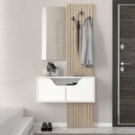 Έπιπλο εισόδου Naro Megapap χρώμα λευκό – sepet oak 90x35x204,2εκ.