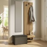 Έπιπλο εισόδου Dumont Megapap χρώμα ανθρακί – sepet oak 104,8x35x198εκ.