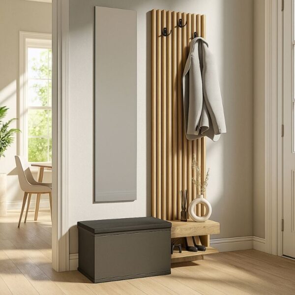 Έπιπλο εισόδου Dumont Megapap χρώμα ανθρακί – sepet oak 104,8x35x198εκ.