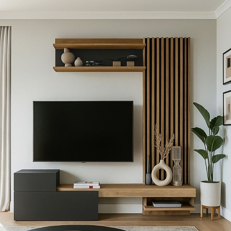 Σύνθεση τηλεόρασης Dumont Megapap χρώμα ανθρακί – sepet oak 180×36,8×200εκ.