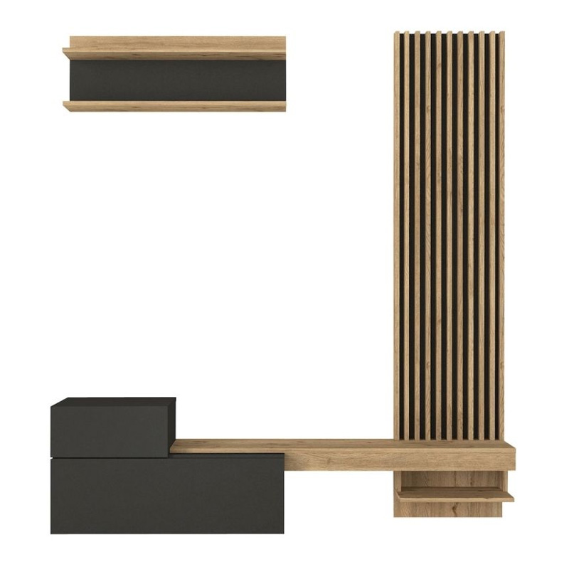 Σύνθεση τηλεόρασης Dumont Megapap χρώμα ανθρακί - sepet oak 180x36,8x200εκ. - Image 8