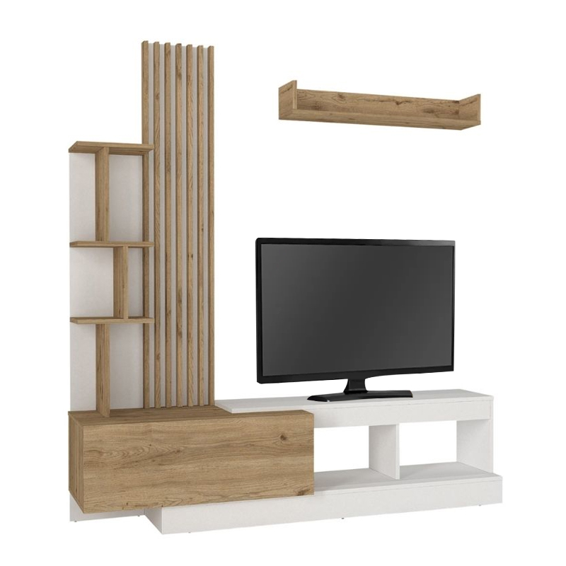 Σύνθεση τηλεόρασης Vermont Megapap χρώμα λευκό - sepet oak 180x40x193,8εκ. - Image 9