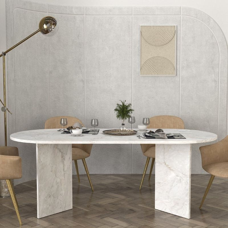 Τραπέζι Cortado Megapap χρώμα λευκό εφέ μαρμάρου 200x90x74εκ. - Image 2