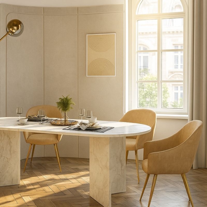 Τραπέζι Cortado Megapap χρώμα λευκό εφέ μαρμάρου 200x90x74εκ. - Image 5
