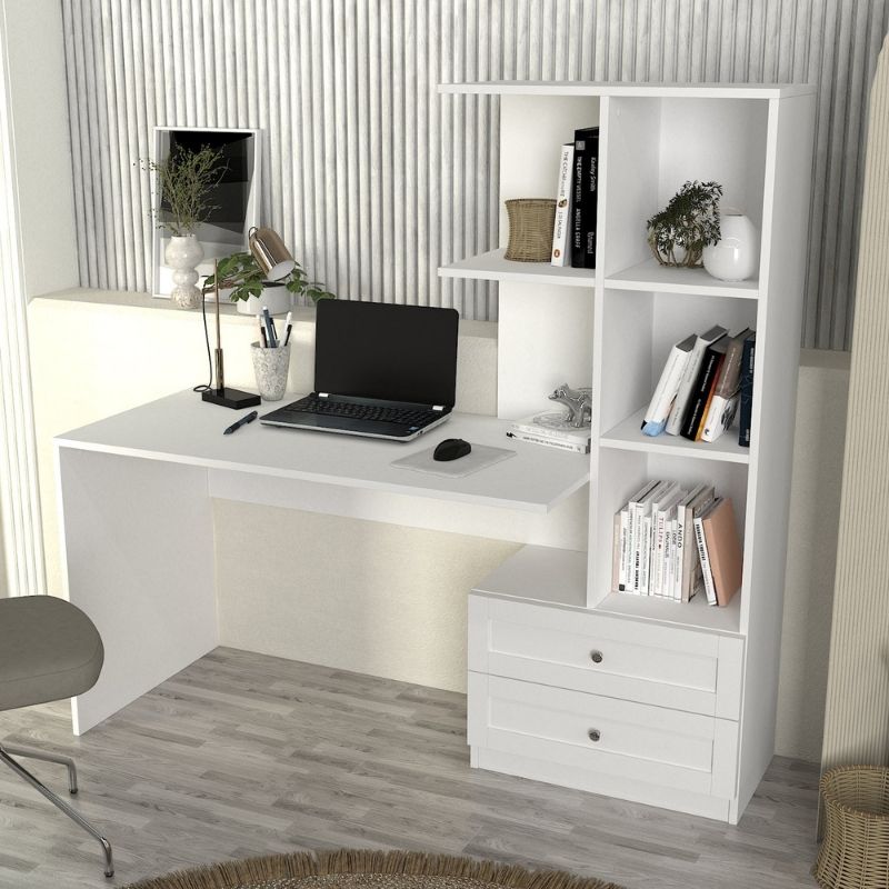 Γραφείο εργασίας Mantra Megapap χρώμα λευκό 150x60x152εκ. - Image 2