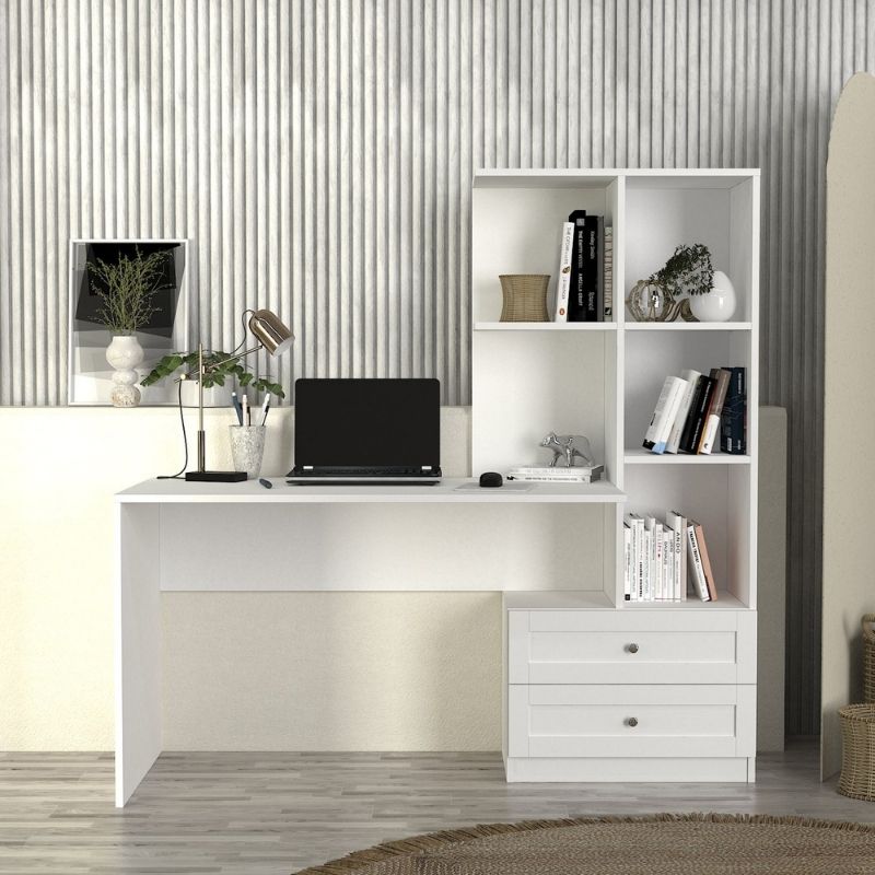 Γραφείο εργασίας Mantra Megapap χρώμα λευκό 150x60x152εκ. - Image 5