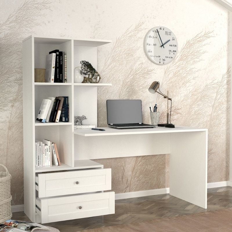 Γραφείο εργασίας Mantra Megapap χρώμα λευκό 150x60x152εκ. - Image 2
