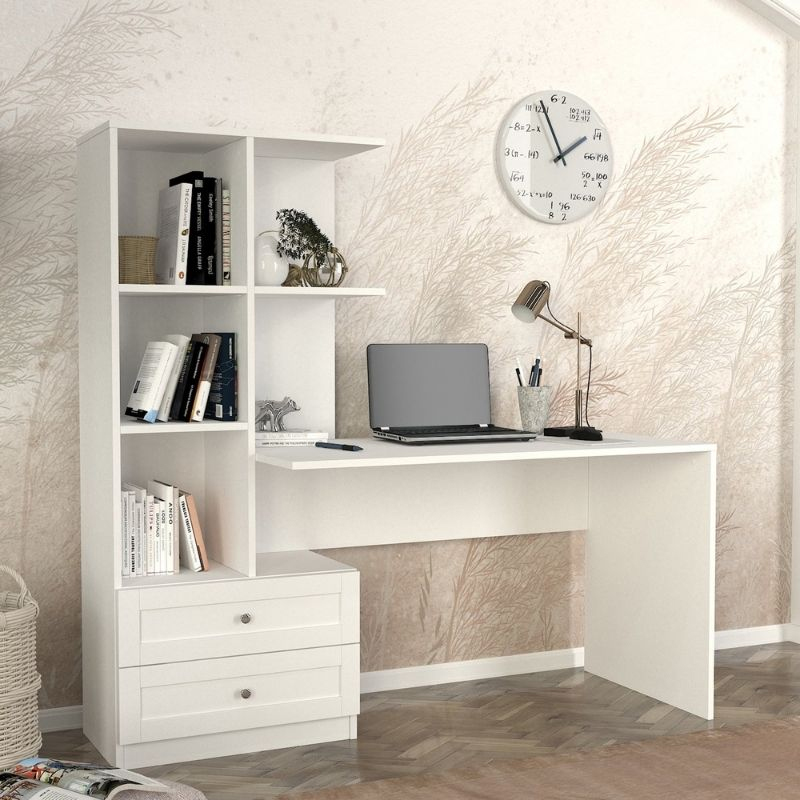 Γραφείο εργασίας Mantra Megapap χρώμα λευκό 150x60x152εκ. - Image 3