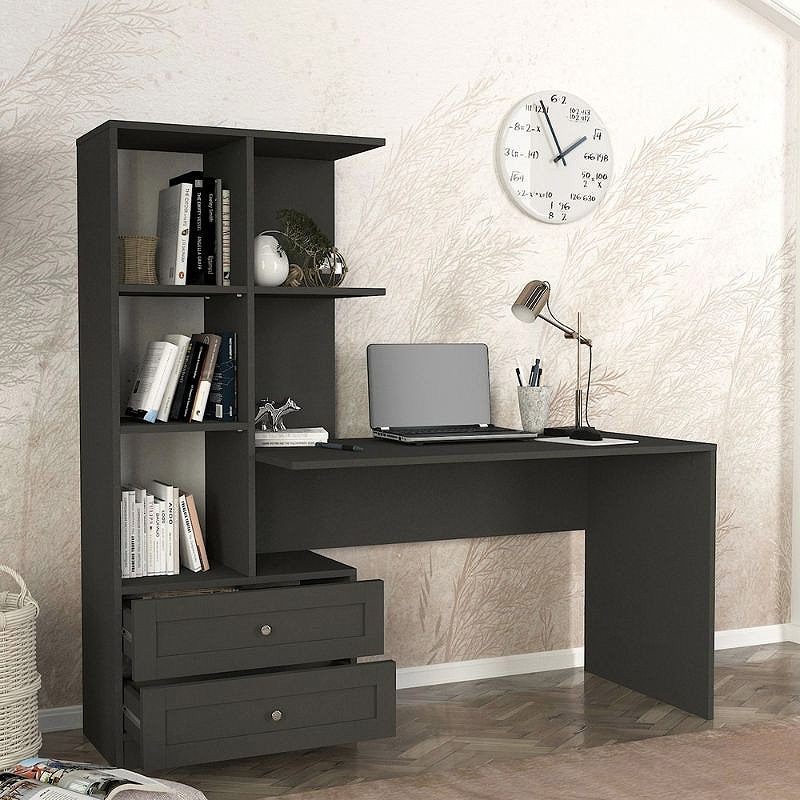 Γραφείο εργασίας Mantra Megapap χρώμα ανθρακί 150x60x152εκ. - Image 2