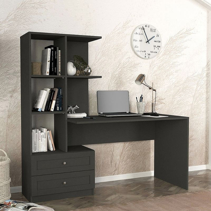 Γραφείο εργασίας Mantra Megapap χρώμα ανθρακί 150x60x152εκ. - Image 3
