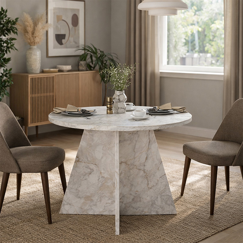Τραπέζι Tailor Megapap χρώμα λευκό εφέ μαρμάρου Ø100x75,7εκ. - Image 4