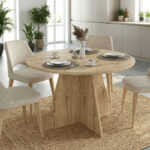 Τραπέζι Tailor Megapap χρώμα sapphire oak Ø120×75,7εκ.