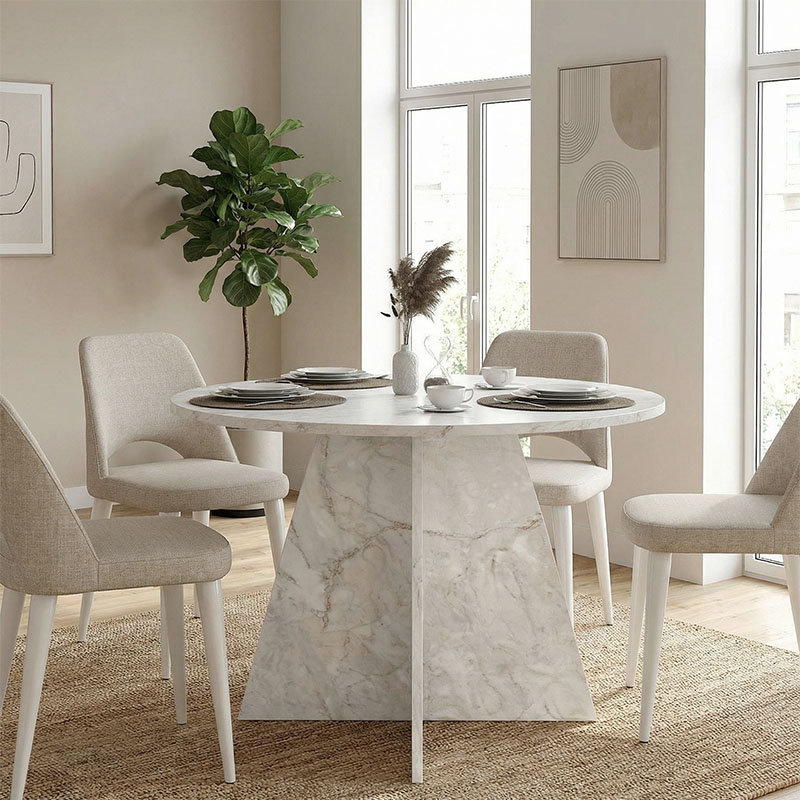 Τραπέζι Tailor Megapap χρώμα λευκό εφέ μαρμάρου Ø120x75,7εκ. - Image 3