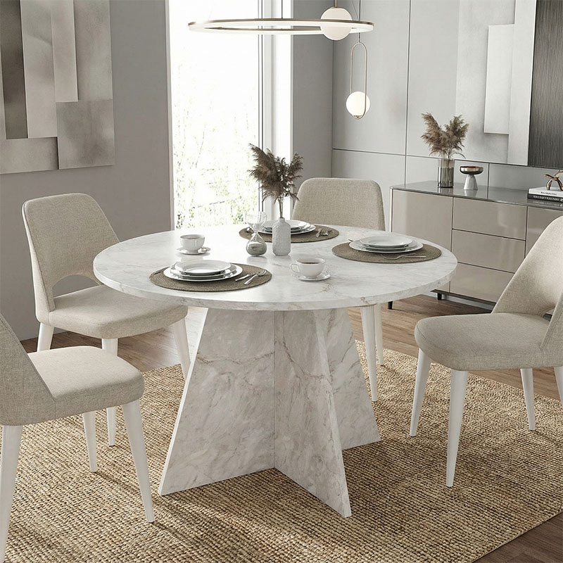 Τραπέζι Tailor Megapap χρώμα λευκό εφέ μαρμάρου Ø120x75,7εκ. - Image 4