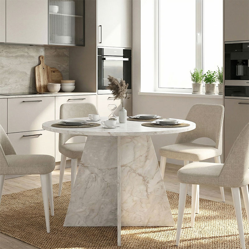 Τραπέζι Tailor Megapap χρώμα λευκό εφέ μαρμάρου Ø120x75,7εκ. - Image 5